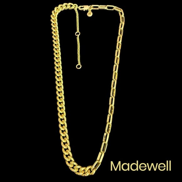 Madewell Gold Plated Brass Dual-Link Chain Necklace Curb Link Paperclip - Picture 1 of 13